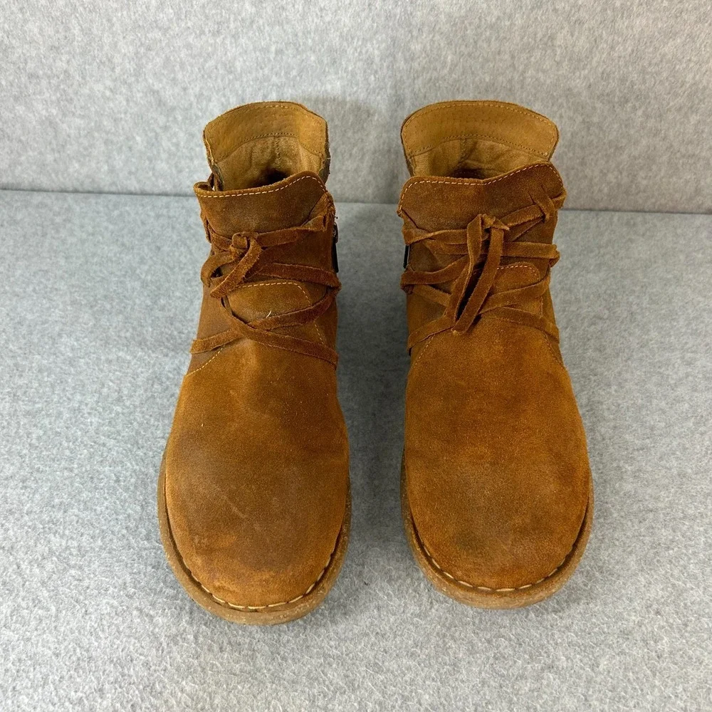 Born Tarkiln Toasted Almond Brown Leather Ankle Boots Booties Womens Size US 9